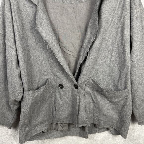 Grade & Gather Womens Blazer Jacket Size S/M Gray Wool Blend Lagenlook Preppy - Picture 3 of 9